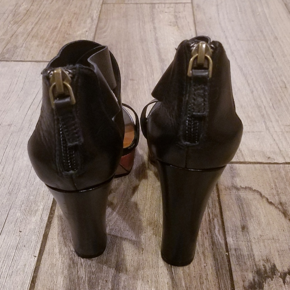 Halogen Black leather strappy platform heels 6.5 - Picture 5 of 7